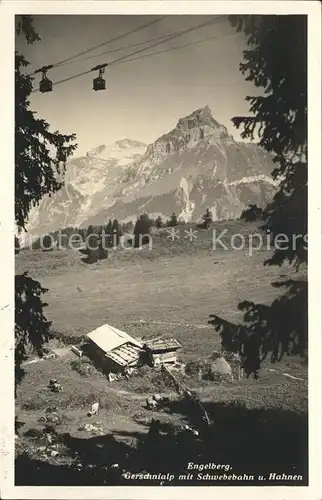 Engelberg OW Gerschnialp mit Schwebebahn und Hahnen Alpen Kat. Engelberg