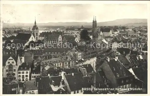 Basel BS mit Rathaus und Muenster Kat. Basel