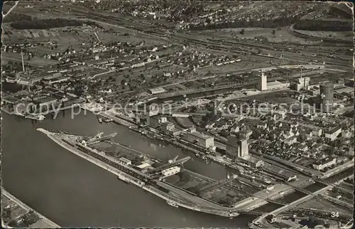 Basel BS Fliegeraufnahme Rheinhafen Kleinhueningen Kat. Basel