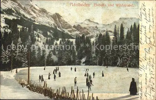 Adelboden Eisbahn mit Wildstrubel Kat. Adelboden