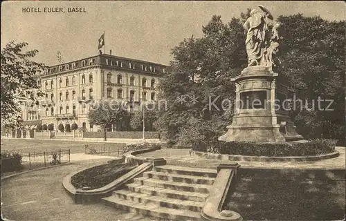 Basel BS Hotel Euler mit Denkmal Kat. Basel