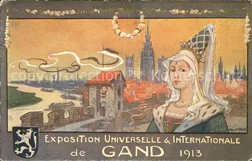 Gand Belgien Exposition Universelle et Internationale de 1913 Weltausstellung Kuenstlerkarte Kat. Gent Flandern