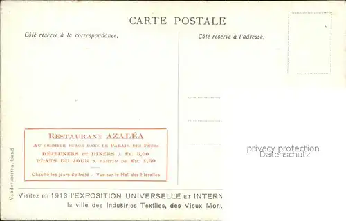 Gand Belgien Exposition Universelle et Internationale de 1913 Weltausstellung Kuenstlerkarte Kat. Gent Flandern