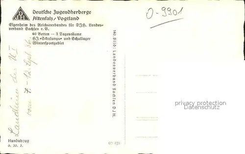 Altensalz DJH Deutsche Jugendherberge Handabzug Kat. Neuensalz