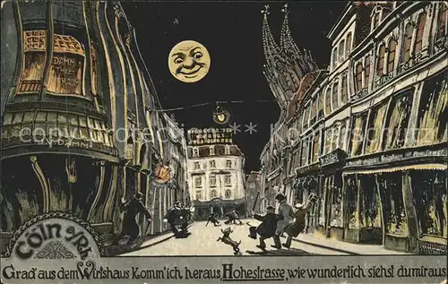 Coeln Rhein Wirtshaus Zecher in der Hohestrasse Karikatur Kat. Koeln