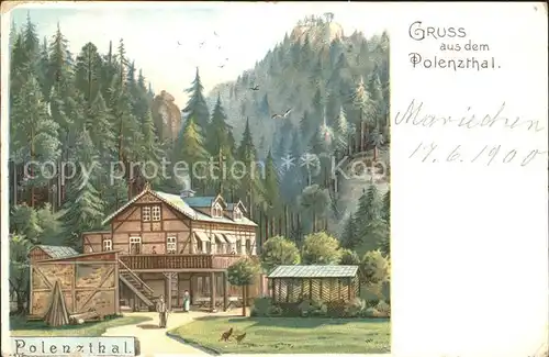 Polenztal Teilansicht Gasthaus Kat. Hohnstein