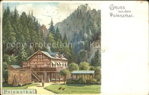 Polenztal Teilansicht Gasthaus Kat. Hohnstein