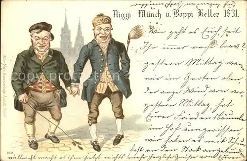 Basel BS Niggi Muench und Boppi Keller 1831 Karikatur Kat. Basel