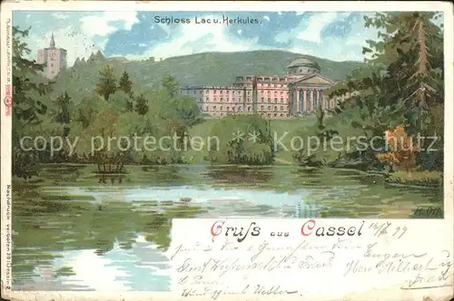 Cassel Kassel Schloss Lac und Herkules Kuenstlerkarte Kat. Kassel