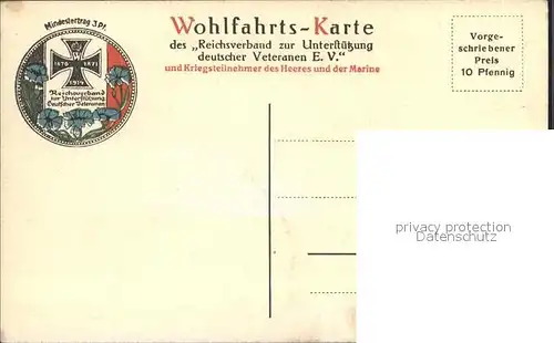 Militaria Generaele Stab Deutschland Generalfeldmarschall v. Buelow wohlfahrts Karte WK1 