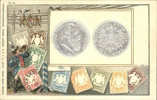 Briefmarke auf Ak Bayern Prinz-Regent Luitpold / Besonderheiten /