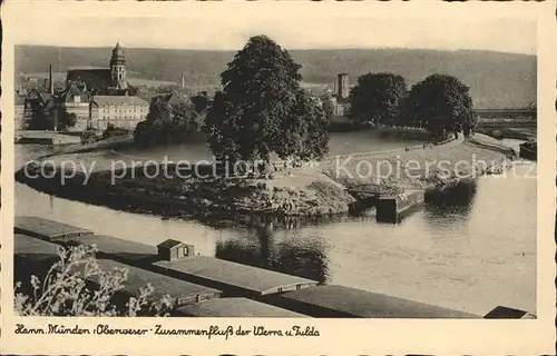 Hann. Muenden Oberweser Zusammenfluss der Werra und Fulda / Hann. Muenden /Goettingen LKR