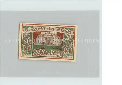 Woerlitz 50 Pfennig Gutschein Woerlitzer Park Schloss Gotisches Haus Kat. Woerlitz