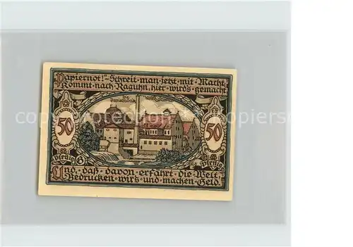 Raguhn 50 Pfennig Notgeld Papierfabrik Burg Kat. Raguhn