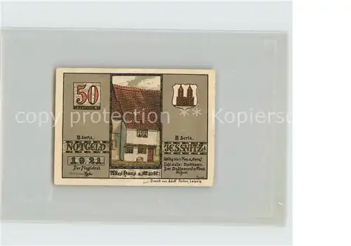 Jessnitz Anhalt 50 Pfennig Notgeld Altes Haus am Markt Kirche Kat. Jessnitz Anhalt