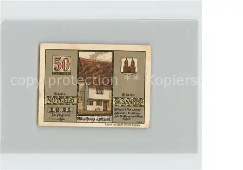 Jessnitz Anhalt 50 Pfennig Notgeld Altes Haus am Markt Kirche Kat. Jessnitz Anhalt