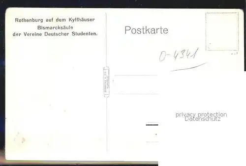 Rothenburg Kyffhaeuser Bismarcksaeule  Kat. Steinthaleben