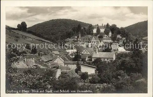 Stolberg Harz Blick auf Stadt und Schloss von Dumashoehe Kat. Stolberg Harz