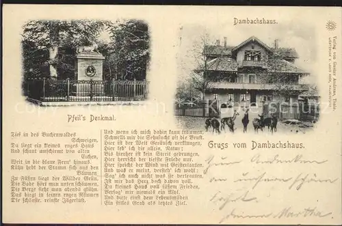 Thale Harz Dambachshaus Pfeils Denkmal Gedicht Tief in des Buchenwaldes Kat. Thale