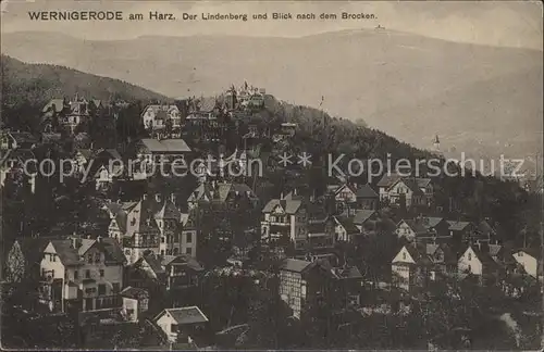 Wernigerode Harz Der Lindenberg Blick zum Brocken Kat. Wernigerode