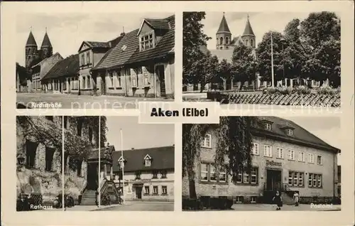 Aken Elbe Kirchstrasse Rathaus Friedensplatz Postamt Kat. Aken