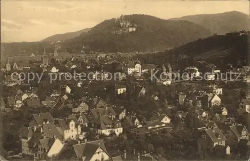 Wernigerode Harz Stadt mit Schloss Blick von der Sennhuette Kat. Wernigerode