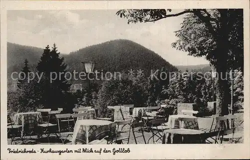 Bad Friedrichroda Kurhausgarten mit Blick auf den Gottlob Kat. Friedrichroda