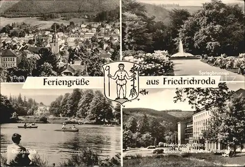 Friedrichroda Totalansicht Gondelteich Springbrunnen Erholungsheim Walter Ulbricht Kat. Friedrichroda