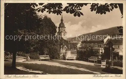 Friedrichroda Bad Wilhelmsplatz mit Kirche Kat. Friedrichroda