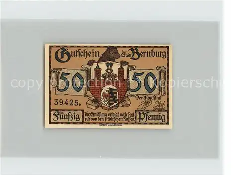 Bernburg Saale 50 Pfennig Kat. Bernburg
