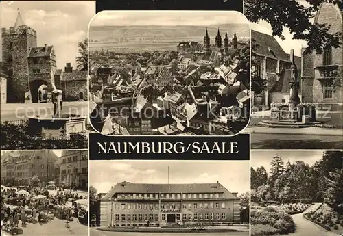 Naumburg Saale Blick vom Stadtturm Ekkehardbrunnen Postamt Buergergarten Kat. Naumburg