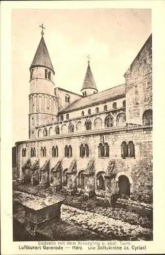 Gernrode Harz Stiftskirche Sankt Cyriaki Kreuzgang Suedlicher Turm Kat. Gernrode Harz