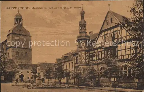 Harzgerode Marktplatz Rathaus Sankt Marienkirche Kat. Harzgerode