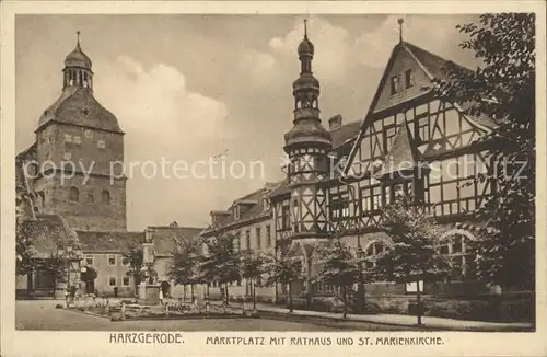 Harzgerode Marktplatz Rathaus Sankt Marienkirche Kat. Harzgerode