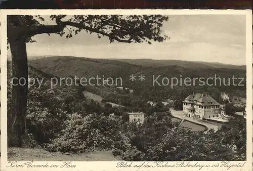 Gernrode Harz Blick auf das Kurhaus Stubenberg und Hagental Kat. Gernrode Harz