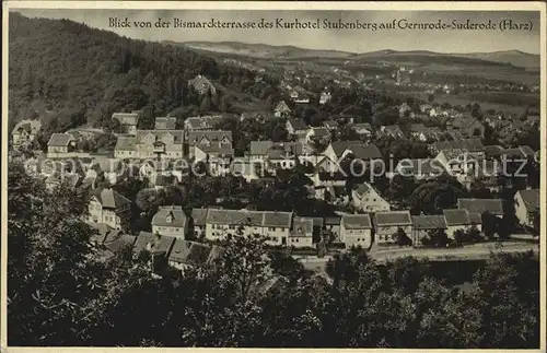 Gernrode Harz Blick von Bismarckterrasse des Kurhotel Stubenberg  Kat. Gernrode Harz