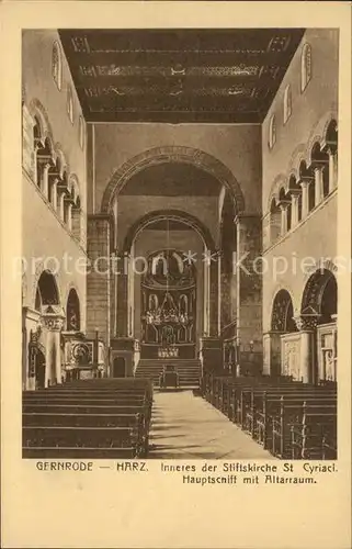 Gernrode Harz Stiftskirche Sankt Cyriaci Hauptschiff mit Altarraum Kat. Gernrode Harz