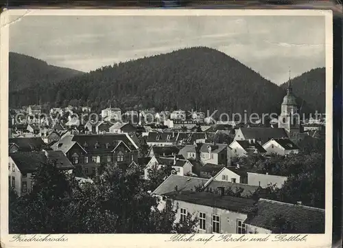 Friedrichroda Blick auf Kirche und Gottlob Kat. Friedrichroda