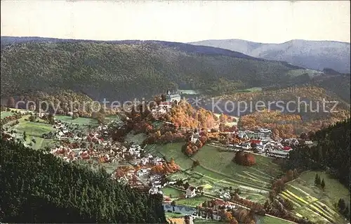 Schwarzburg Thueringer Wald Blick vom Trippstein Kat. Schwarzburg