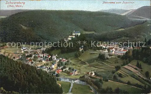 Schwarzburg Thueringer Wald Panorama vom Trippstein Kat. Schwarzburg