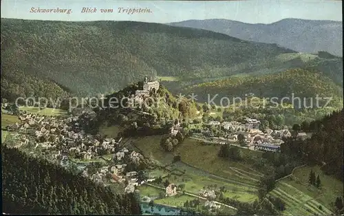 Schwarzburg Thueringer Wald Blick vom Trippstein Kat. Schwarzburg