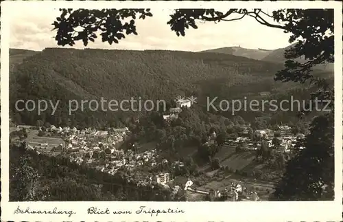 Schwarzburg Thueringer Wald Blick vom Trippstein Kat. Schwarzburg