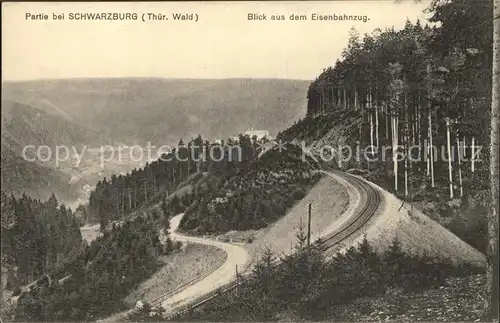 Schwarzburg Thueringer Wald Blick auf dem Eisenbahnzug Kat. Schwarzburg