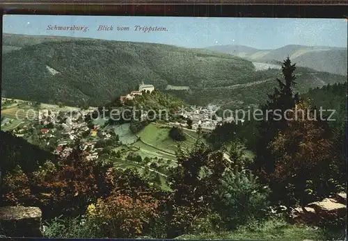 Schwarzburg Thueringer Wald Blick vom Trippstein Kat. Schwarzburg