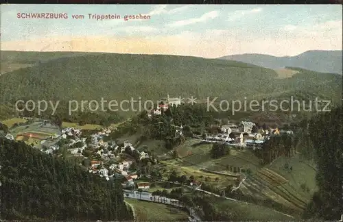 Schwarzburg Thueringer Wald Blick vom Trippstein Kat. Schwarzburg