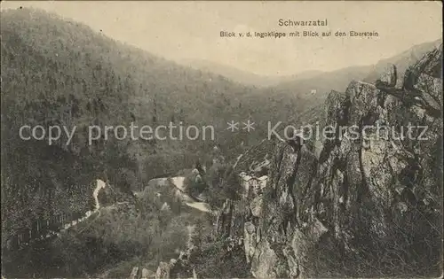 Schwarzatal Blick von der Ingoklippe auf den Eberstein Kat. Rudolstadt