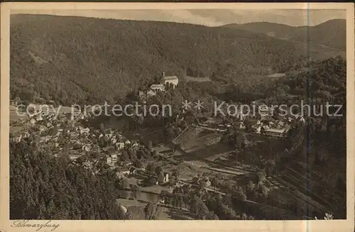 Schwarzburg Thueringer Wald Blick vom Trippstein Burg Kat. Schwarzburg