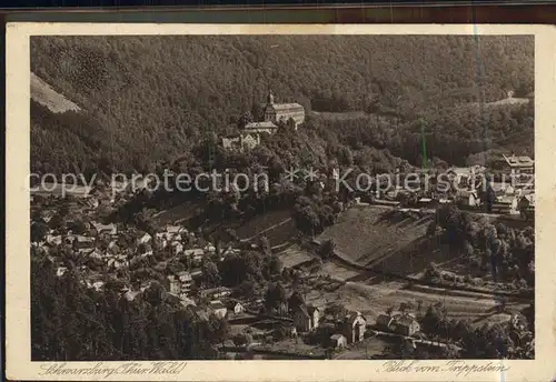 Schwarzburg Thueringer Wald Blick vom Trippstein Kat. Schwarzburg