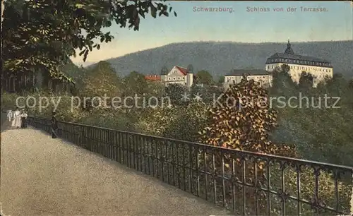 Schwarzburg Thueringer Wald Schloss von der Terrasse Kat. Schwarzburg