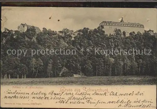 Schwarzburg Thueringer Wald Schloss von der Hirschwiese Kat. Schwarzburg